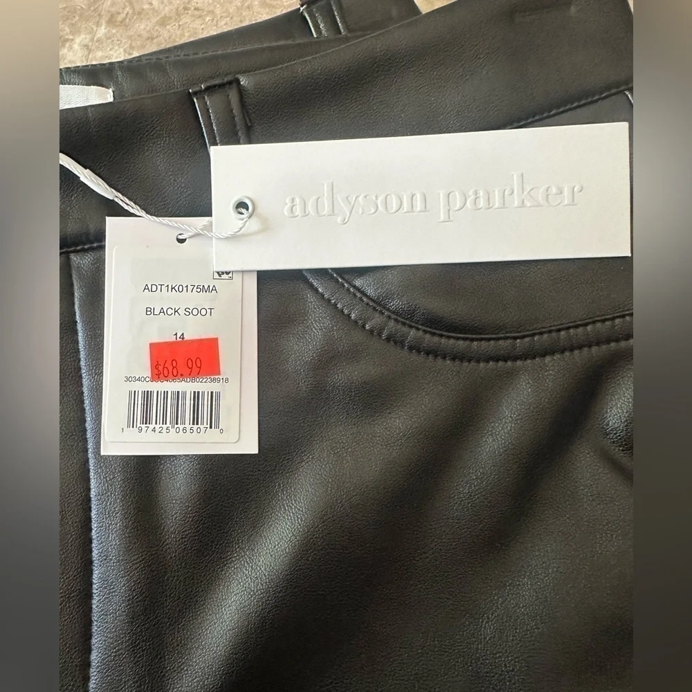 NWT Adyson Parker Faux Leather Skinny Pants - Womens Size 14 - Black Soot